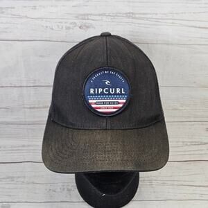 Rip Curl Trucker Hat Men's Adjustable Snapback Faded Black Surf Beach Ocean Logo